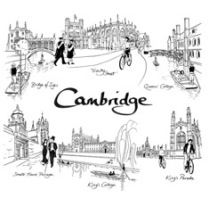 greeting card of drawings of Cambridge landmarks