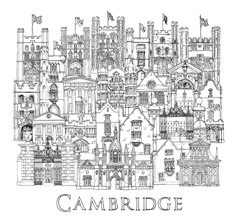 greeting card of drawings of Cambridge colleges