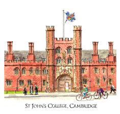 greeting card of St Johns College, Cambridge